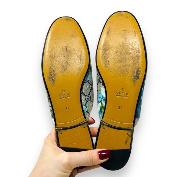 Gucci Princeton GG Monogram Floral Blooms Loafer Slipper Mule Blue 37 EU Women - Picture 13 of 14